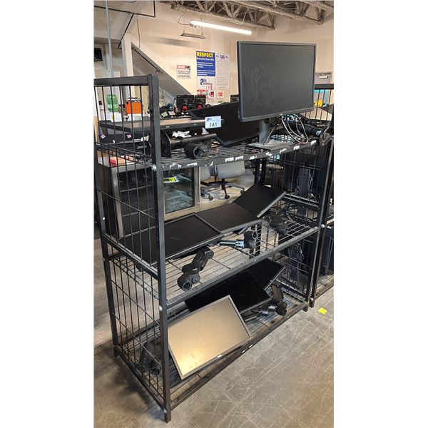 RACK OF ASSORTED DELL COMPUTER MONITORS & STANDS