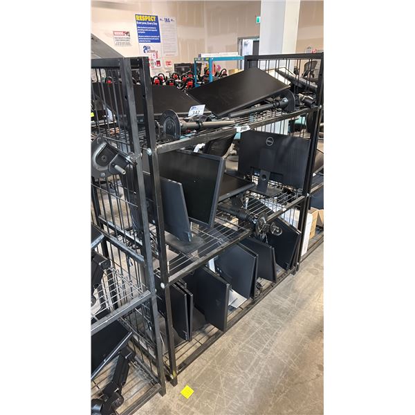 RACK OF ASSORTED DELL COMPUTER MONITORS & STANDS