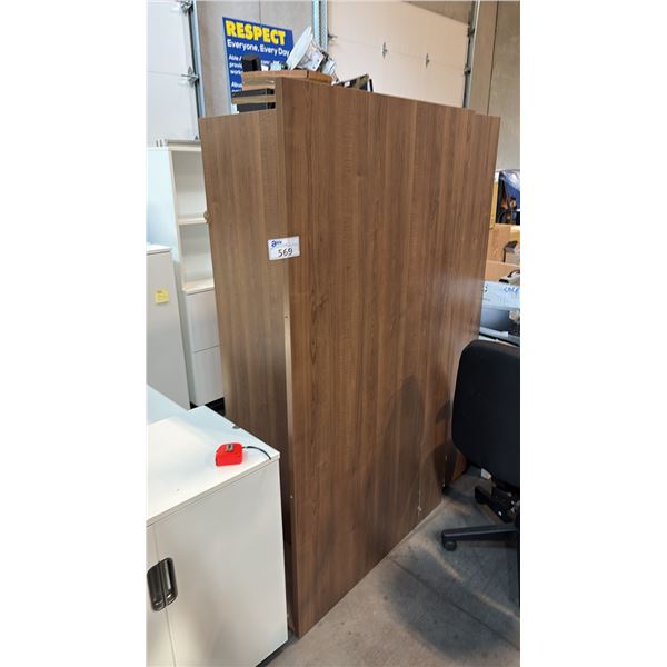 DARK OAK FINISH LARGE RECEPTION DESK ~W72" X D72" X H29" - DISASSEMBLED