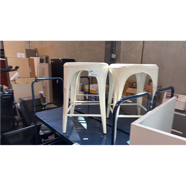 3 REMY WHITE RESTORATION HARDWARE BACKLESS STOOLS