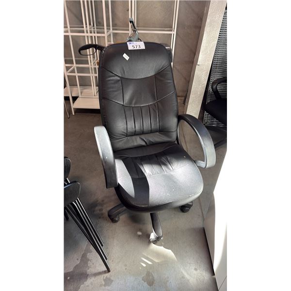 BLACK BONDED FAUX LEATHER HIGH-BACK EXECUTIVE CHAIR