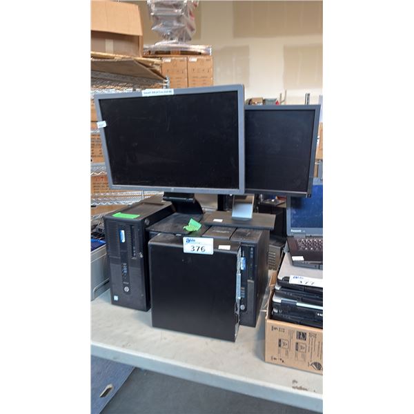6-PC HP ELITEDESK INCL 800 G3 SFF I7-6700 8GB 256GB SSD 2-UNIT 24" FLAT MONITOR - WIPED HD, NO CABLE