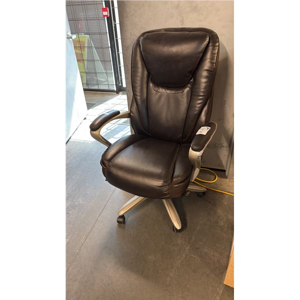 DARK BROWN TUFTED HI-BACK TILTER CHAIR