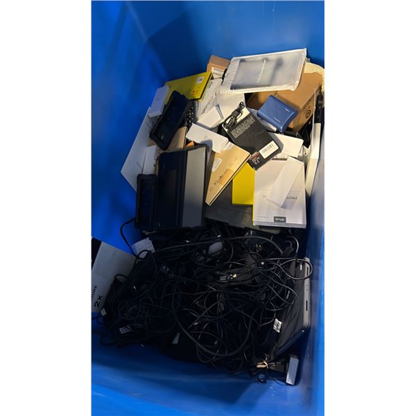 BIN OF ASSORTED ADAPTERS AND MORE - BID NOT INCLUDED
