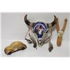 Image 1 : DECORATED MINI BISON SKULL SOLD WITH CARVED EAGLE
