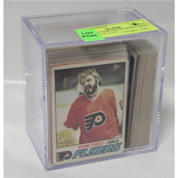 LOT OF ASSORTED HOCKEY CARDS IN ACRYLIC CASE