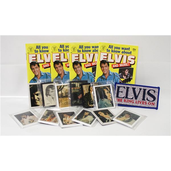LOT OF ELVIS MEMORABILIA INCLUDES GLOBE MINI MAGS