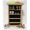 Image 1 : WOODEN WALL SHELF WITH ASSORTMENT OF