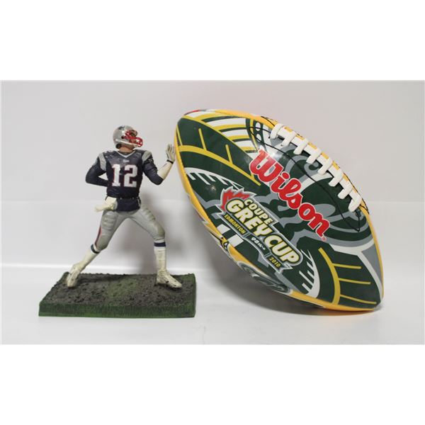 FOOTBALL FIGURE SOLD WITH GREY CUP FOOTBALL