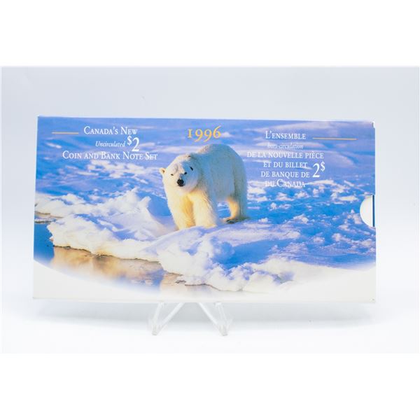 1996 THE POLAR BEAR $2 BANK NOTE & COIN SET