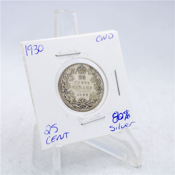 1930 CANADA SILVER QUARTER 80% SILVER