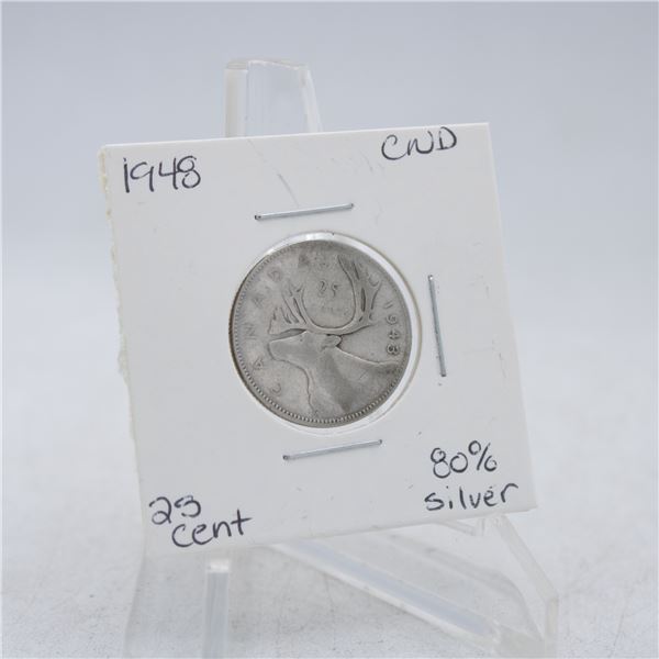 1948 CANADA 25 CENT COIN 80% SILVER