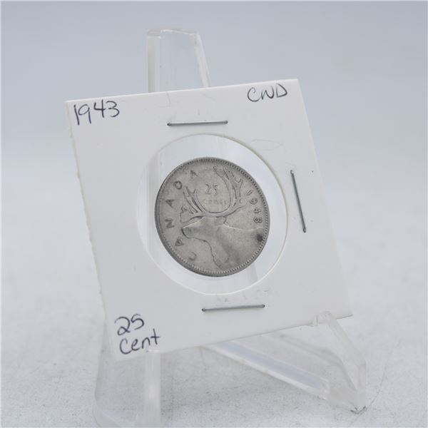 1943 CANADA QUARTER 25 CENT COIN 80% SILVER