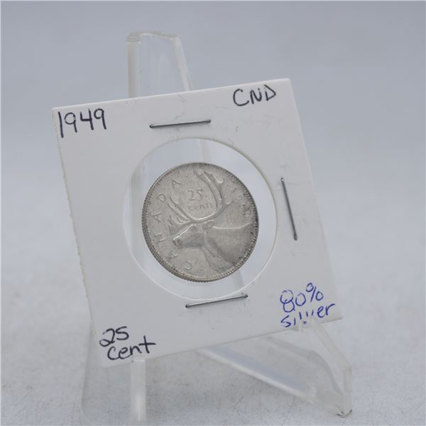 1949 CANADA QUARTER 25 CENT COIN 80% SILVER