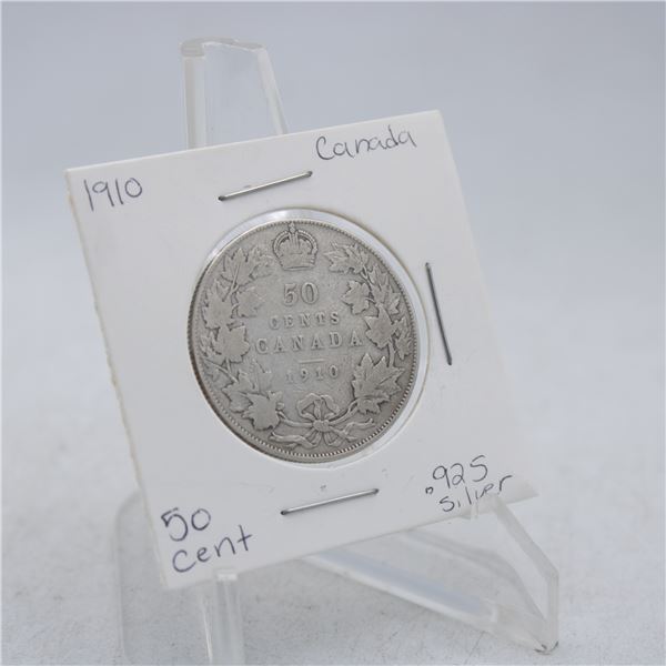 1910 GEORGE V 50 CENT SILVER COIN HALF DOLLAR