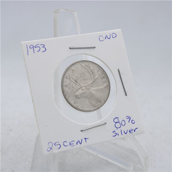 1953 CANADA QUARTER 25 CENT COIN 80% SILVER