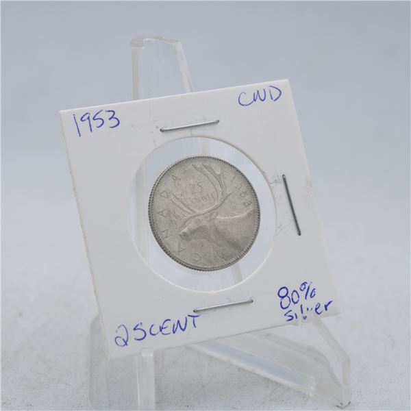 1953 CANADA QUARTER 25 CENT COIN 80% SILVER