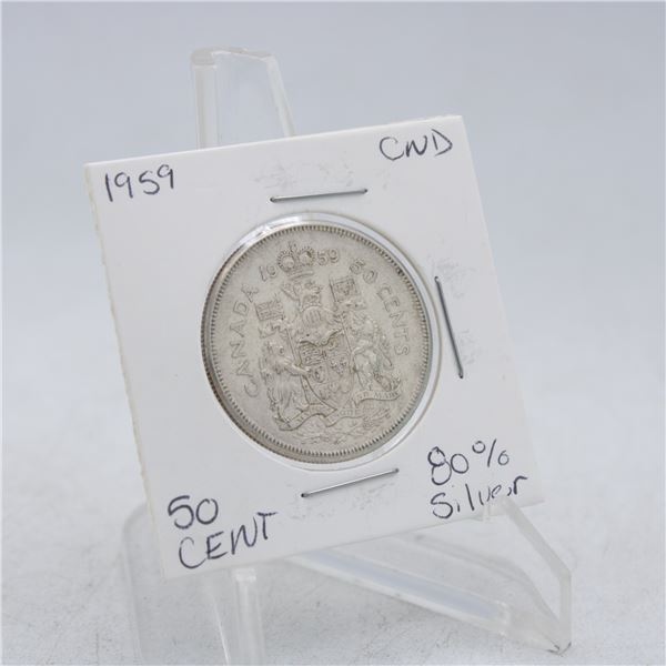 1959 CANADA 50 CENT SILVER COIN HALF DOLLAR