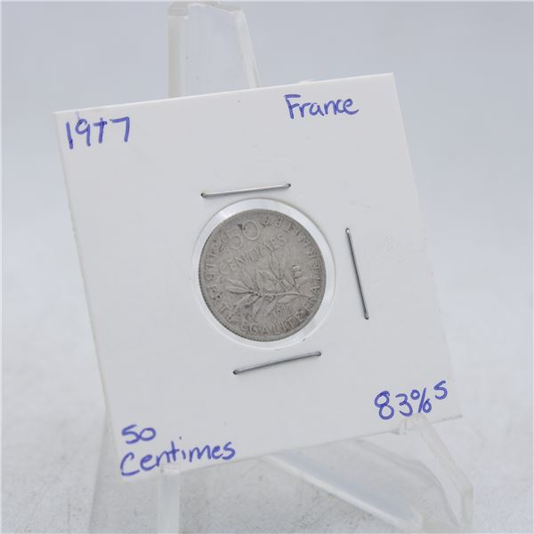 1917 FRANCE 50 CENTIMES 83.5% SILVER