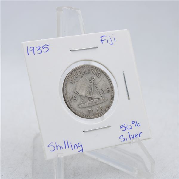 1935 FIJI SHILLING UK KING GEORGE V 50% SILVER