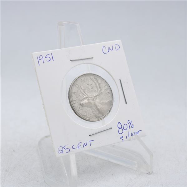 1951 CANADA QUARTER 25 CENT COIN 80% SILVER
