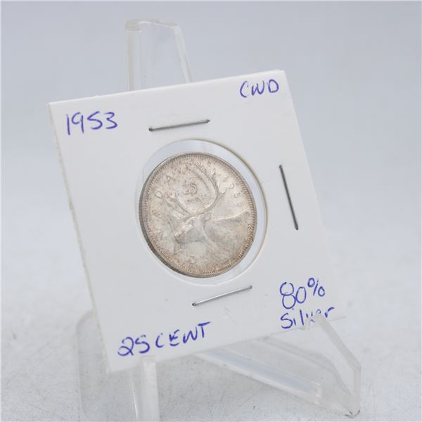 1953 CANADA QUARTER 25 CENT COIN 80% SILVER