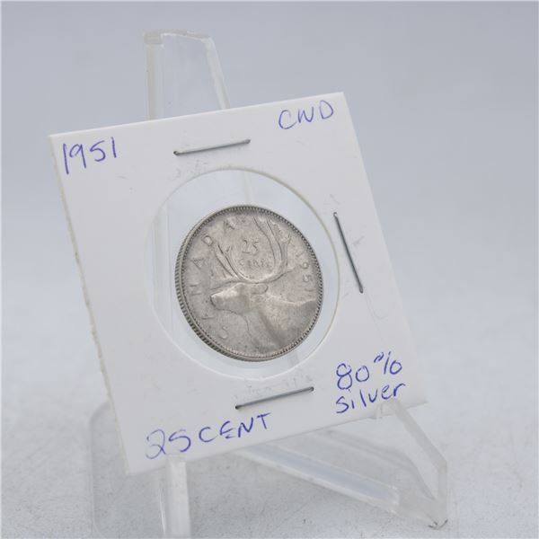 1951 CANADA QUARTER 25 CENT COIN 80% SILVER