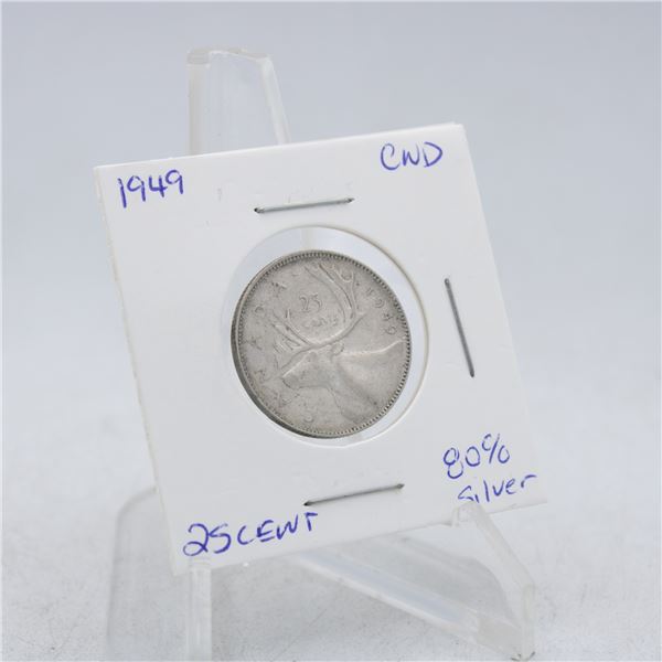 1949 CANADA QUARTER 25 CENT COIN 80% SILVER