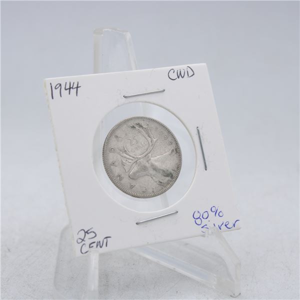 1944 CANADA QUARTER 25 CENT COIN 80% SILVER