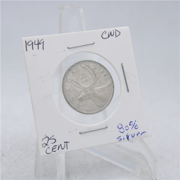 1949 CANADA QUARTER 25 CENT COIN 80% SILVER