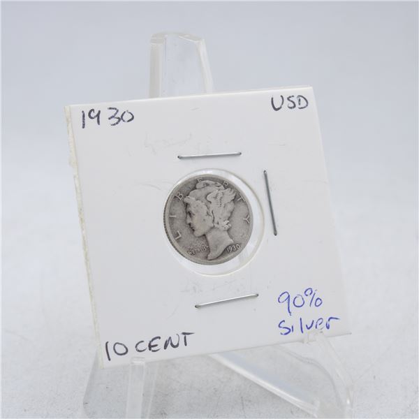 1930 AMERICAN SILVER DIME MECURY 10 CENT COIN