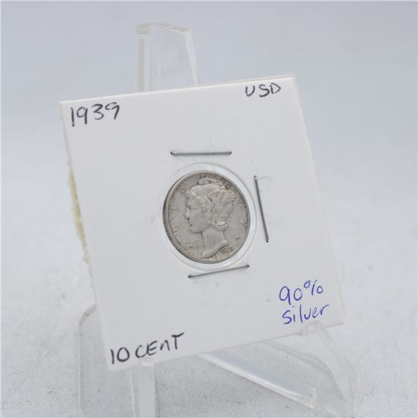 1939 AMERICAN SILVER DIME MECURY 10 CENT COIN