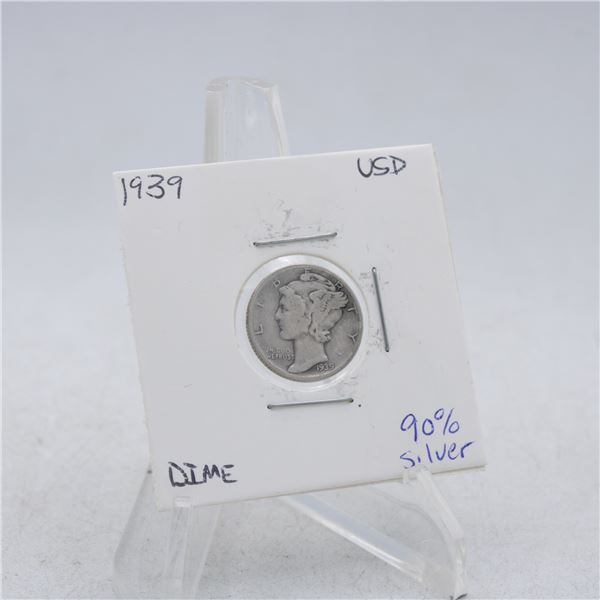 1939 AMERICAN SILVER DIME MECURY 10 CENT COIN