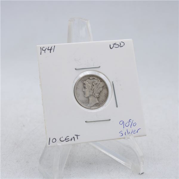 1941 AMERICAN SILVER DIME MECURY 10 CENT COIN