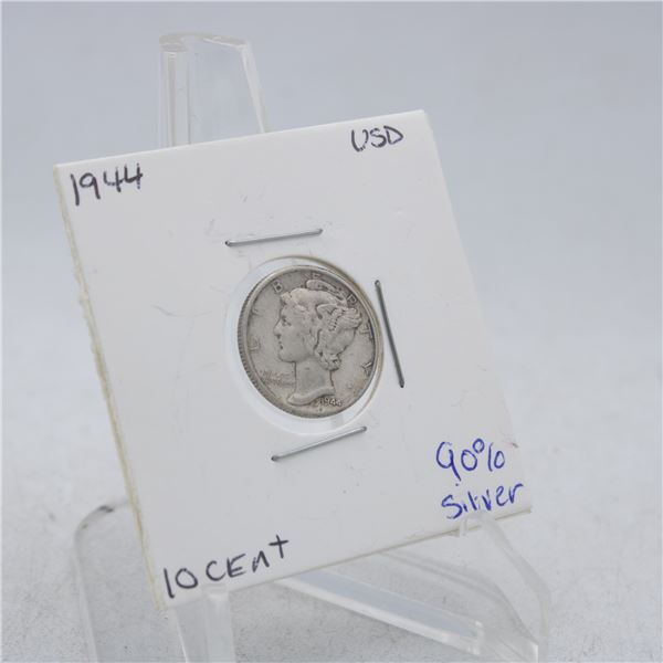 1944 AMERICAN SILVER DIME MECURY 10 CENT COIN