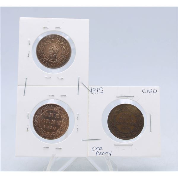 1910-1913-1915 CANADA 1 CENT COINS