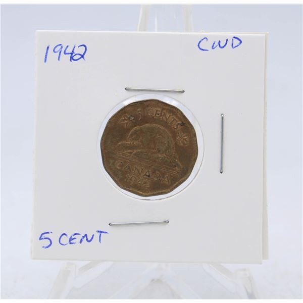 1942 CANADA 5 CENT COIN