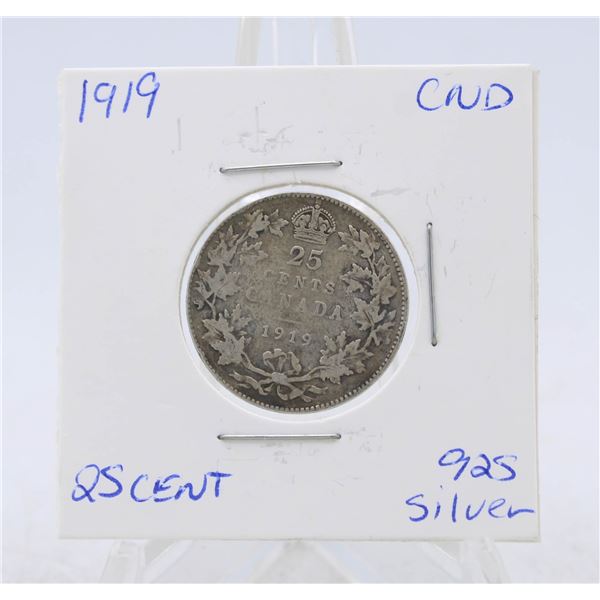 1919 CANADA SILVER QUARTER 92.5% SILVER