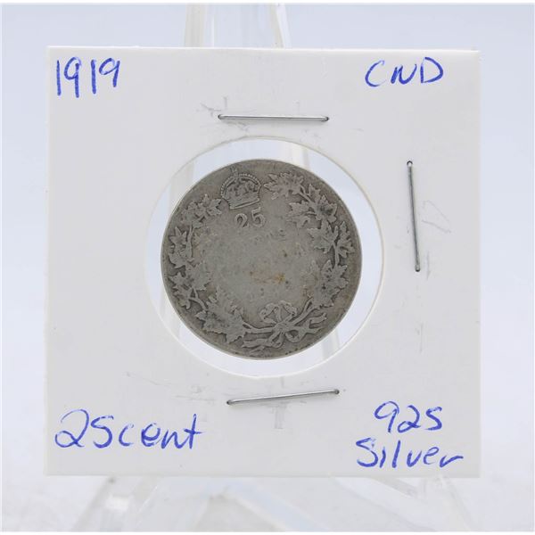 1919 CANADA SILVER QUARTER 92.5% SILVER