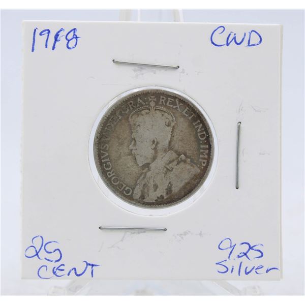 1918 CANADA SILVER QUARTER 92.5% SILVER