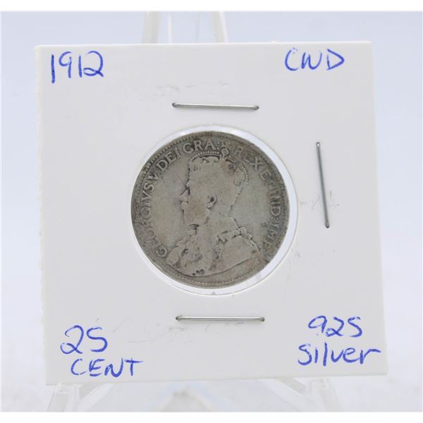 1912 CANADA SILVER QUARTER 92.5% SILVER