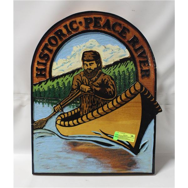 HAND CARVED PEACE RIVER WOOD PRESENTATION PLAQUE