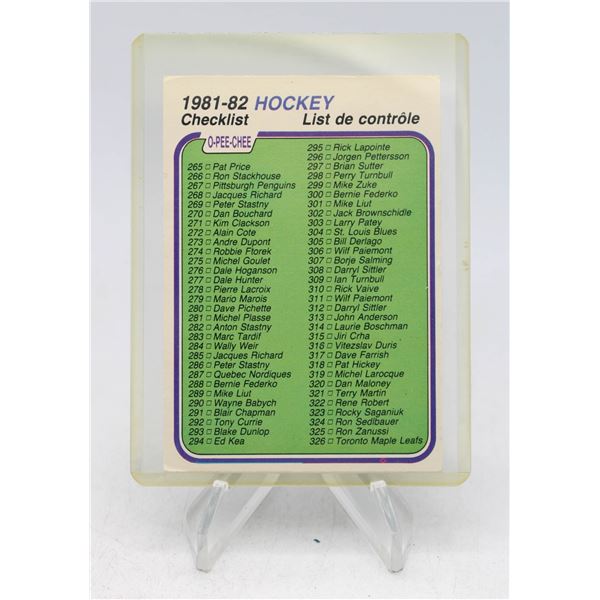 1981-82 O-PEE-CHEE CHECKLIST #381