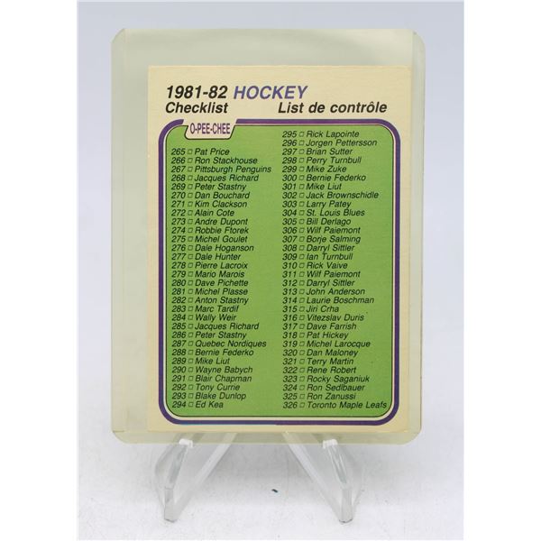 1981-82 O-PEE-CHEE CHECKLIST #381