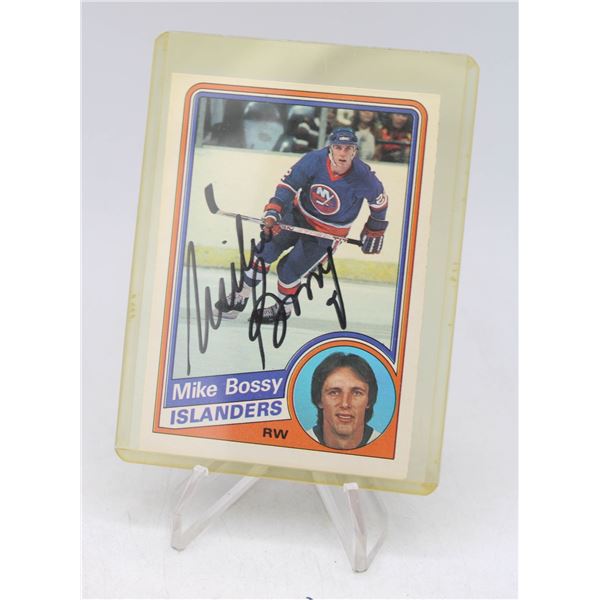 1984 SIGNED O-PEE-CHEE MIKE BOSSY HOCKEY CARD