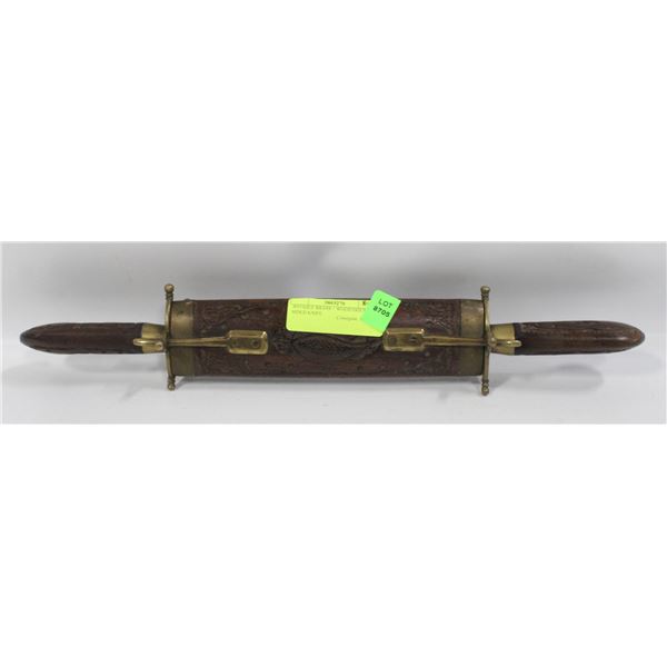 ANTIQUE BRASS + WOOD DOUBLE SIDED KNIFE