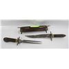 Image 2 : ANTIQUE BRASS + WOOD DOUBLE SIDED KNIFE