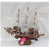 Image 1 : VINTAGE MAZATLAN MEXICAN SOUVINIR SHIP 14"X13"