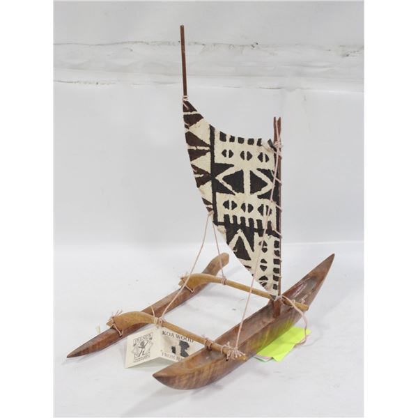 VINTAGE KOA WOOD FROM HAWAII OUTRIGGER CANOE
