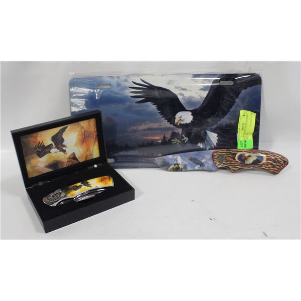 EAGLE THEMED POCKET KNIFE WITH CASE +
